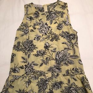 Yellow black white floral tank